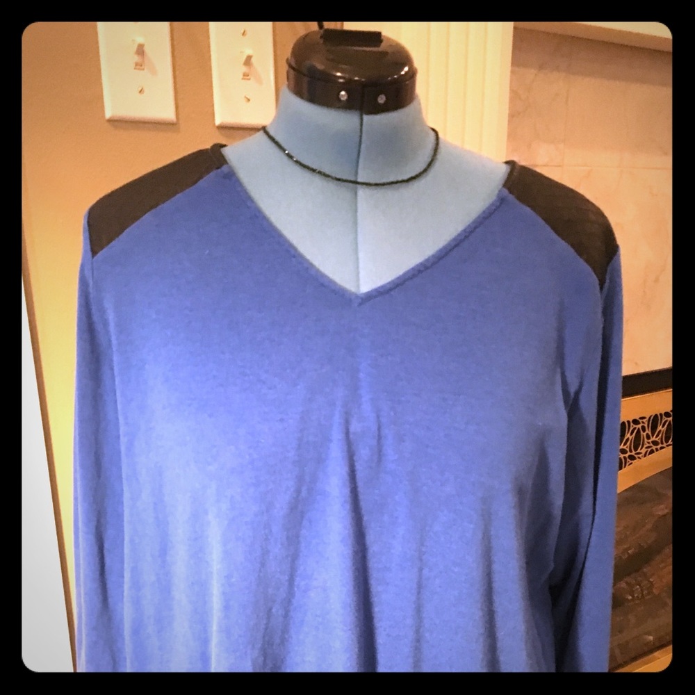 Denim & Co Blue Long Sleeve Top Size XL